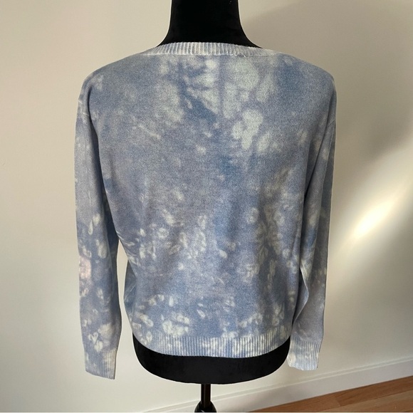 Autumn Cashmere Blue Purple Printed Tie Dye Pure Cashmere Pullover Sweater EUC S - Picture 3 of 7